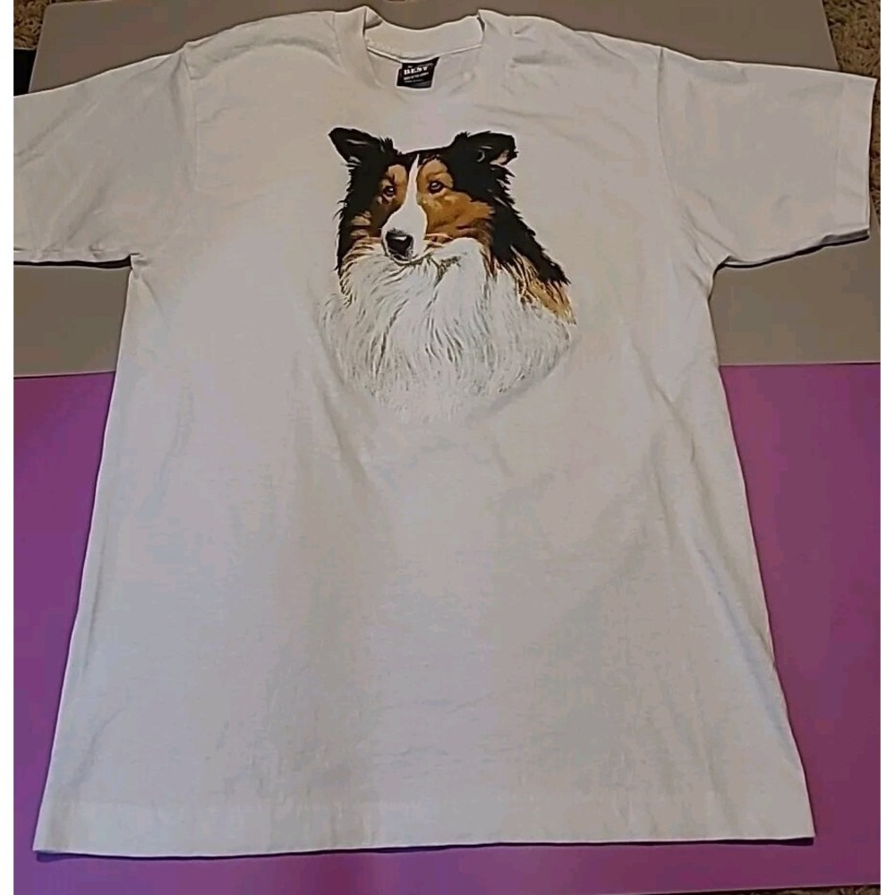 Rare‎ Vintage Lassie Dog Single Stitch Fruit Of The Loom T-shirt  Size Medium...